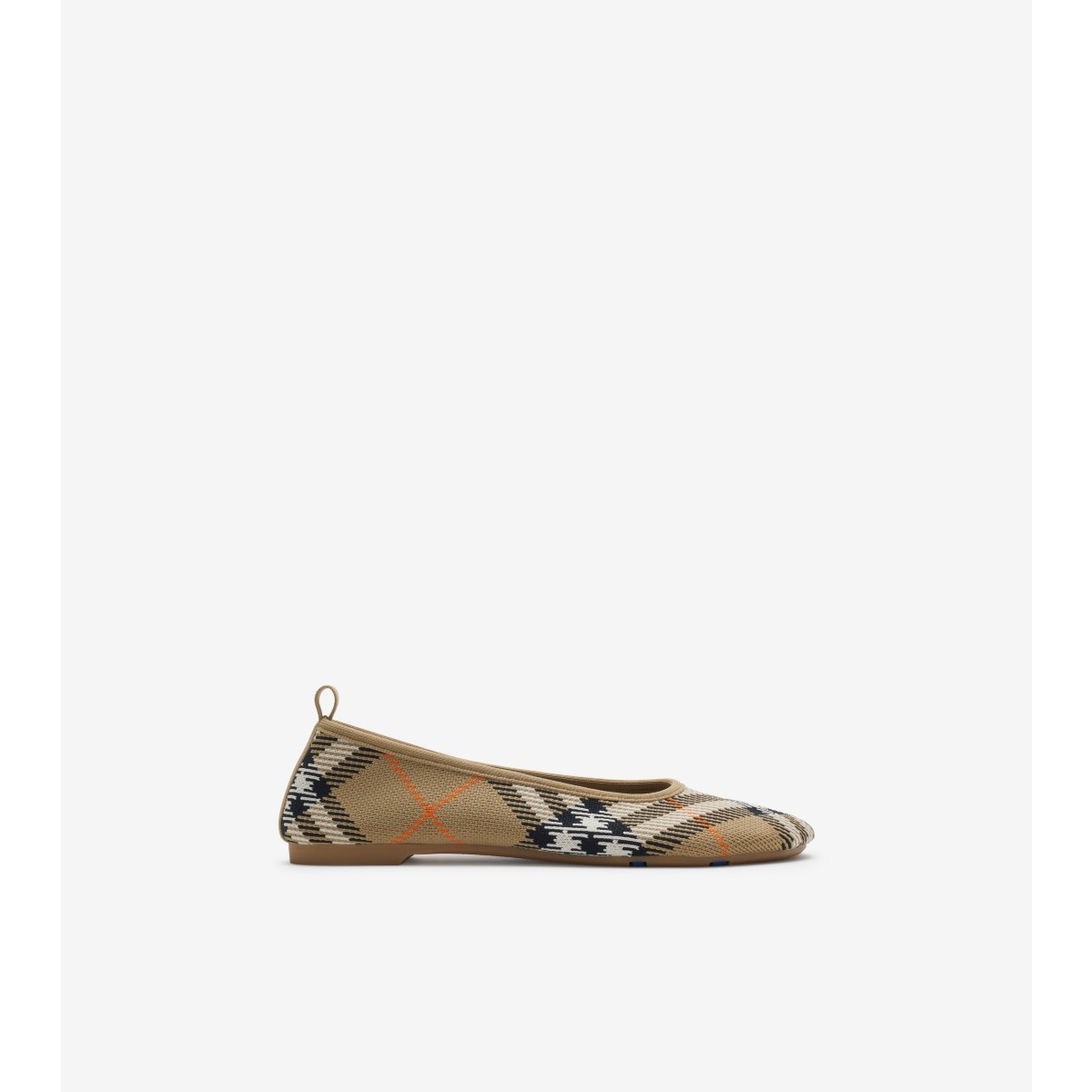 Shop Burberry Check Knit Baby Ballerinas In Sand