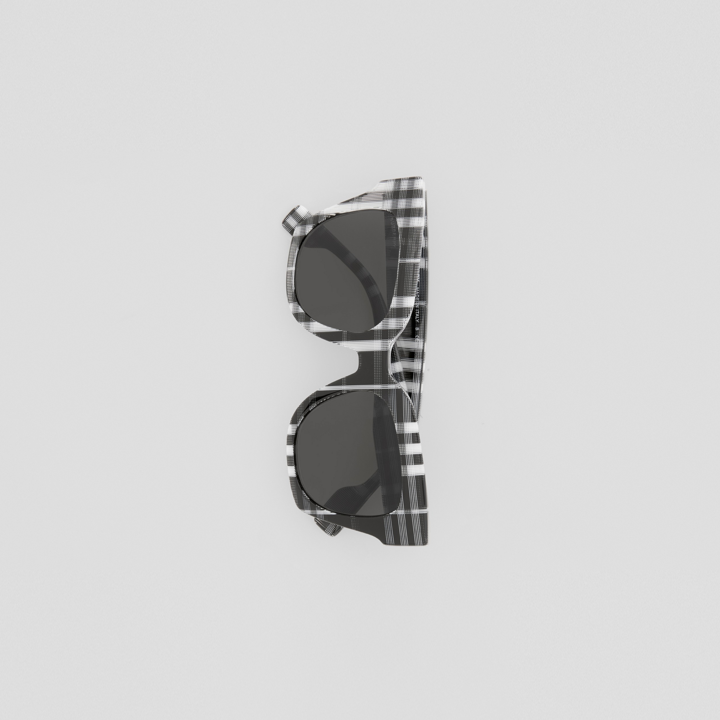 Eckige Sonnenbrille aus Bio-Acetat in Karo-Optik (Schwarz/weiß) - Damen | Burberry® - 4