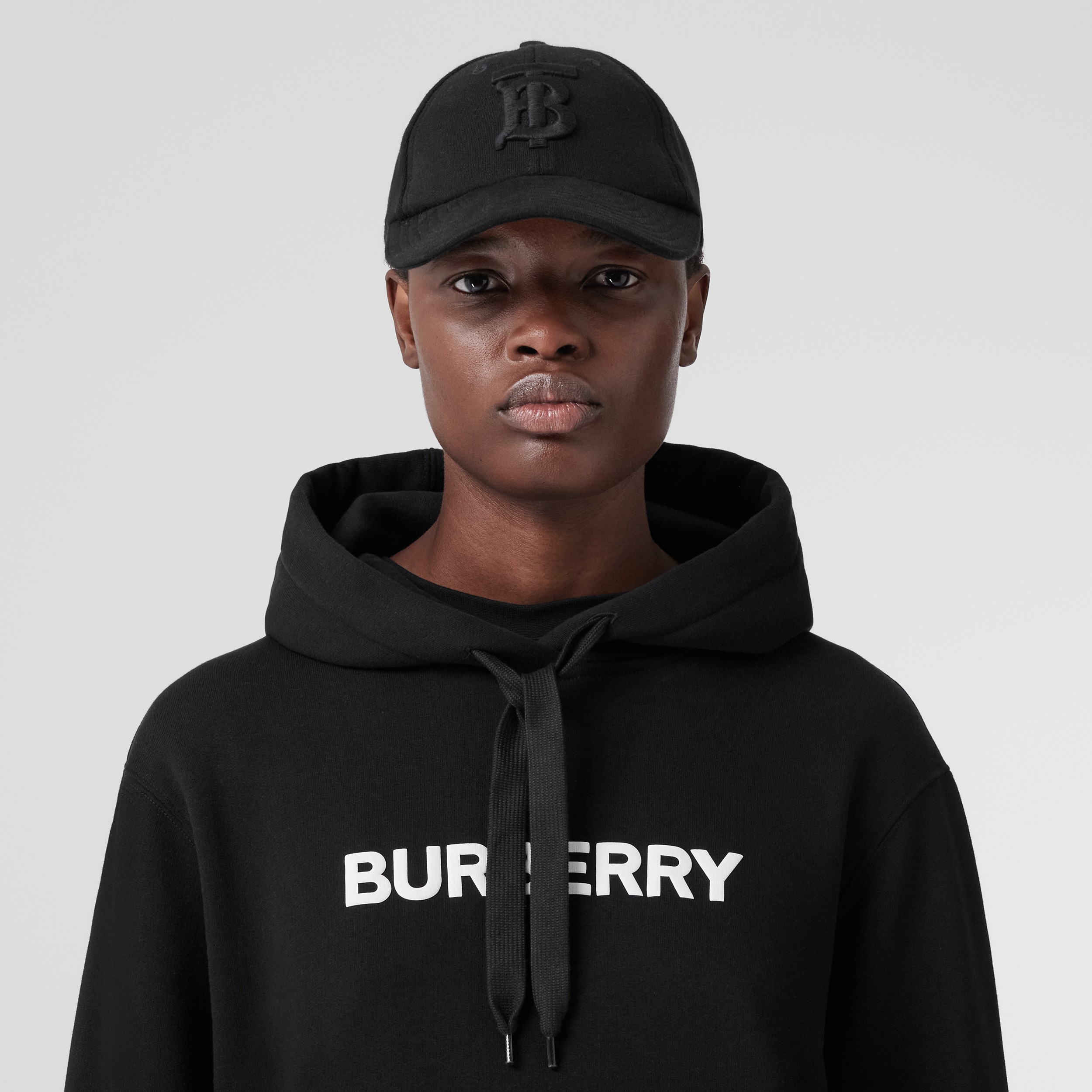 Logo Print Cotton Hoodie in Black - Women | Burberry® Official - 2