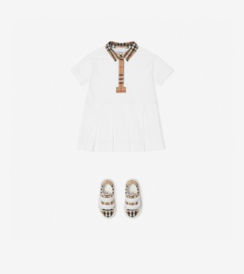 Burberry Kids checked cotton dress - White