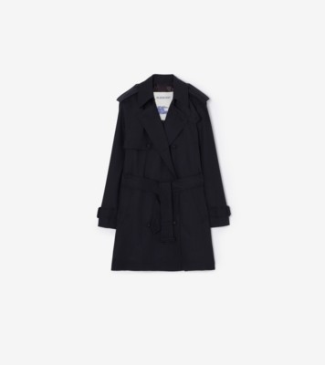 ショート ウール トレンチコート (ネイビー) - ウィメンズ | Burberry