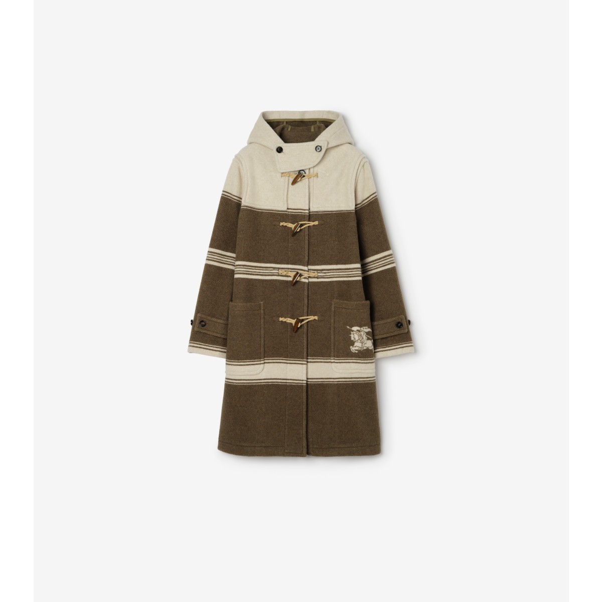  Stripe d Wool Cotton Blend Duffle Coat