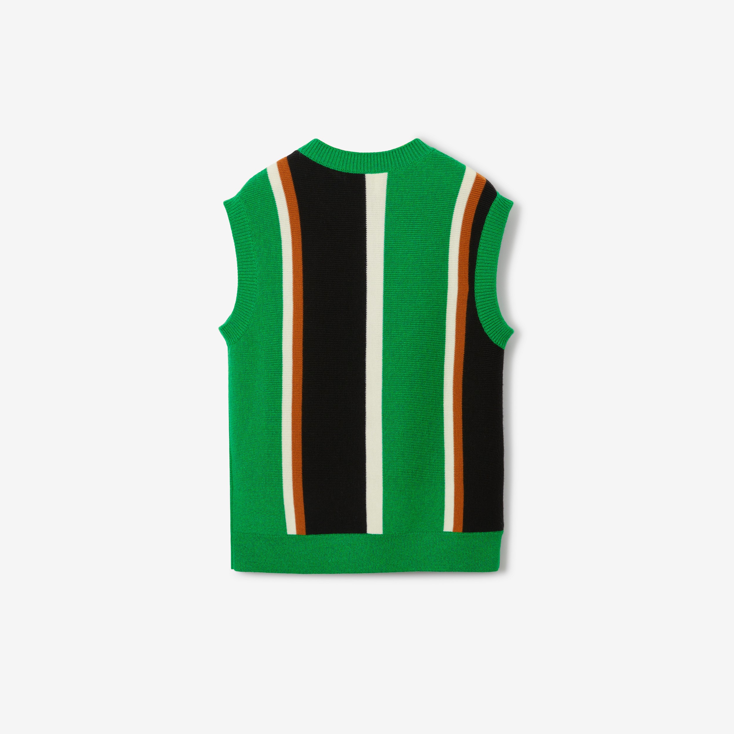 Camiseta sin mangas en lana y cachemir a rayas (Verde Conífera) | Burberry® oficial - 2
