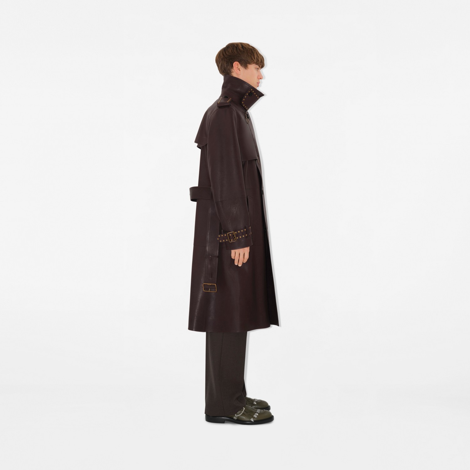 ロング レザー トレンチコート (ベリー) - メンズ | Burberry ロング レザー トレンチコート (ベリー) - メンズ | Burberry