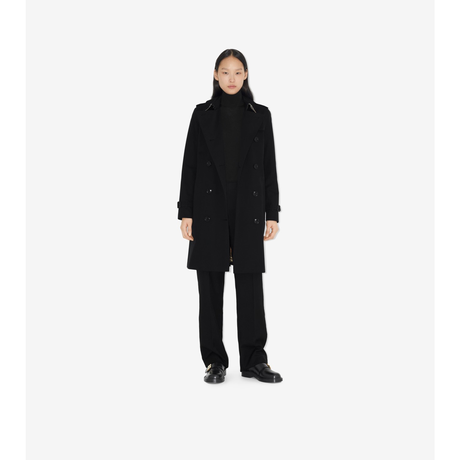 Mid-length Kensington Heritage Trench Coat in Black - Women | Burberry ...