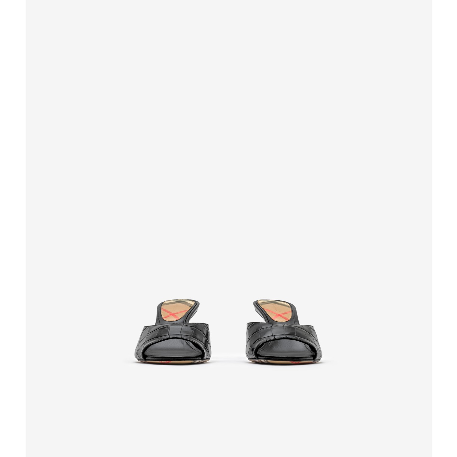 Crocodile-effect Leather Mews Low Sandals​