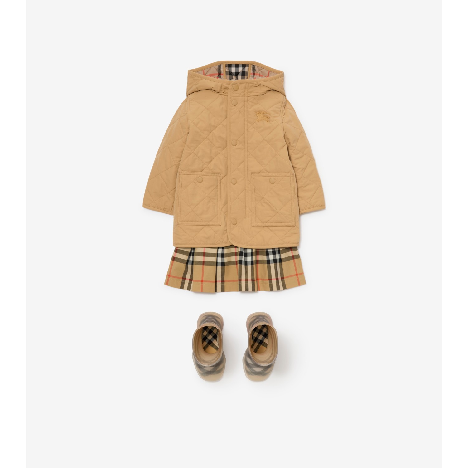 Quilted Nylon Hooded Coat