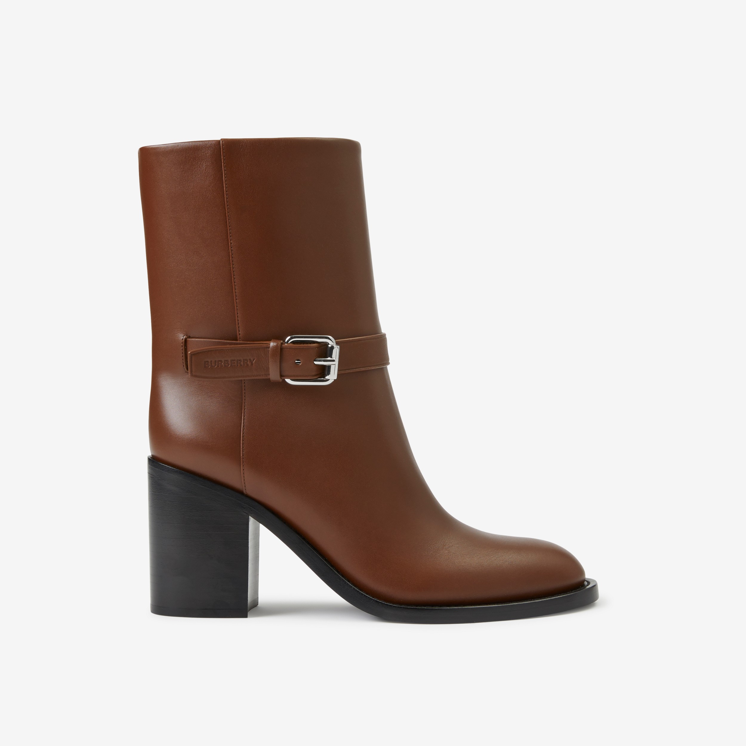 Leather Ankle Boots in Pine Cone Brown - Women | Burberry® Official - 1
