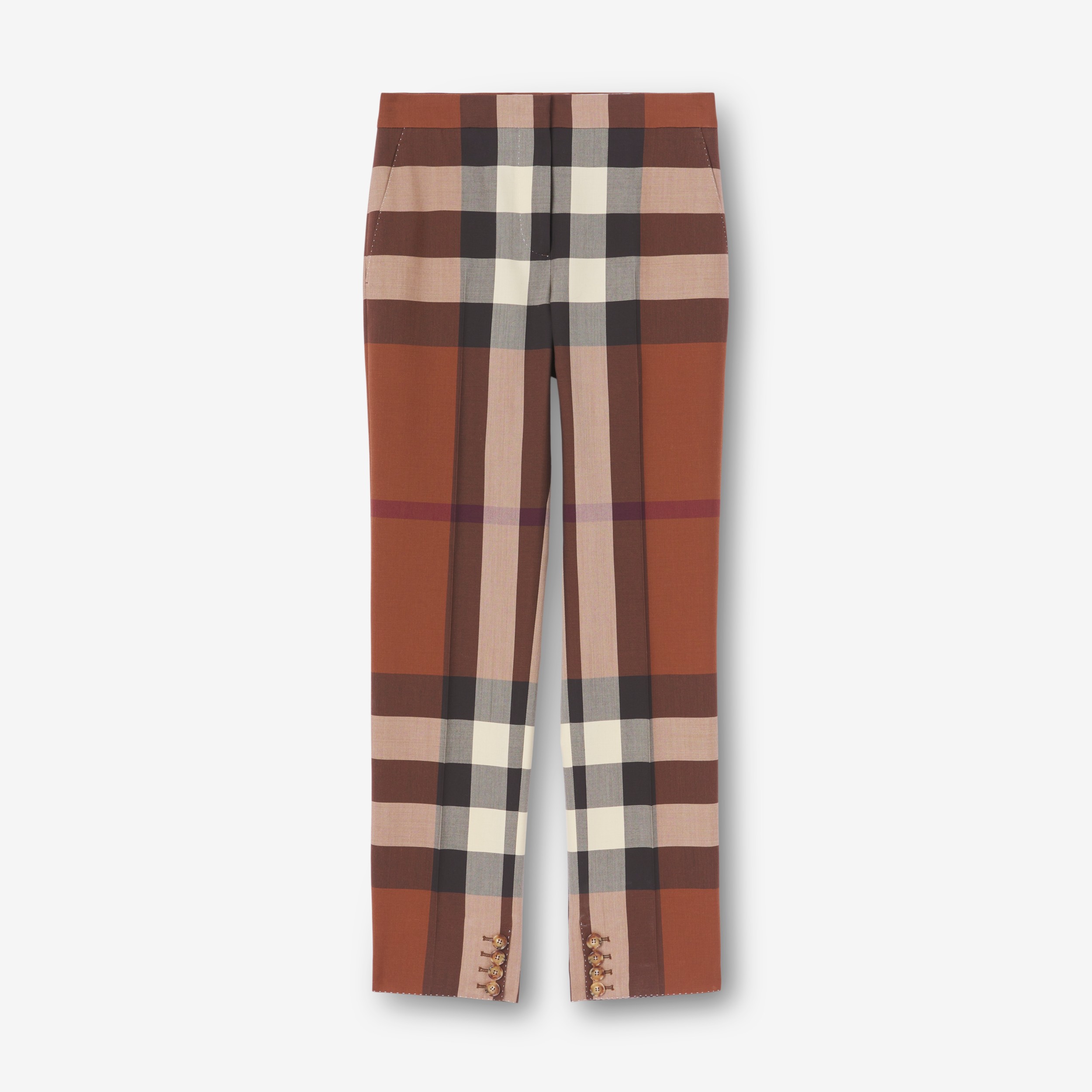 Exaggerated Check Wool Tailored Trousers in Dark Birch Brown - Women |  Burberry® Official