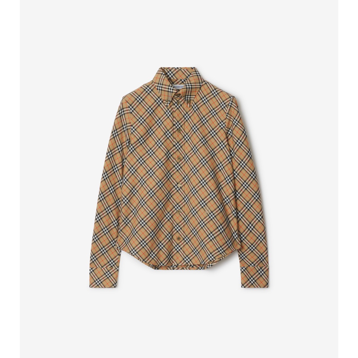 Shop Burberry Check Cotton Shirt In Sand