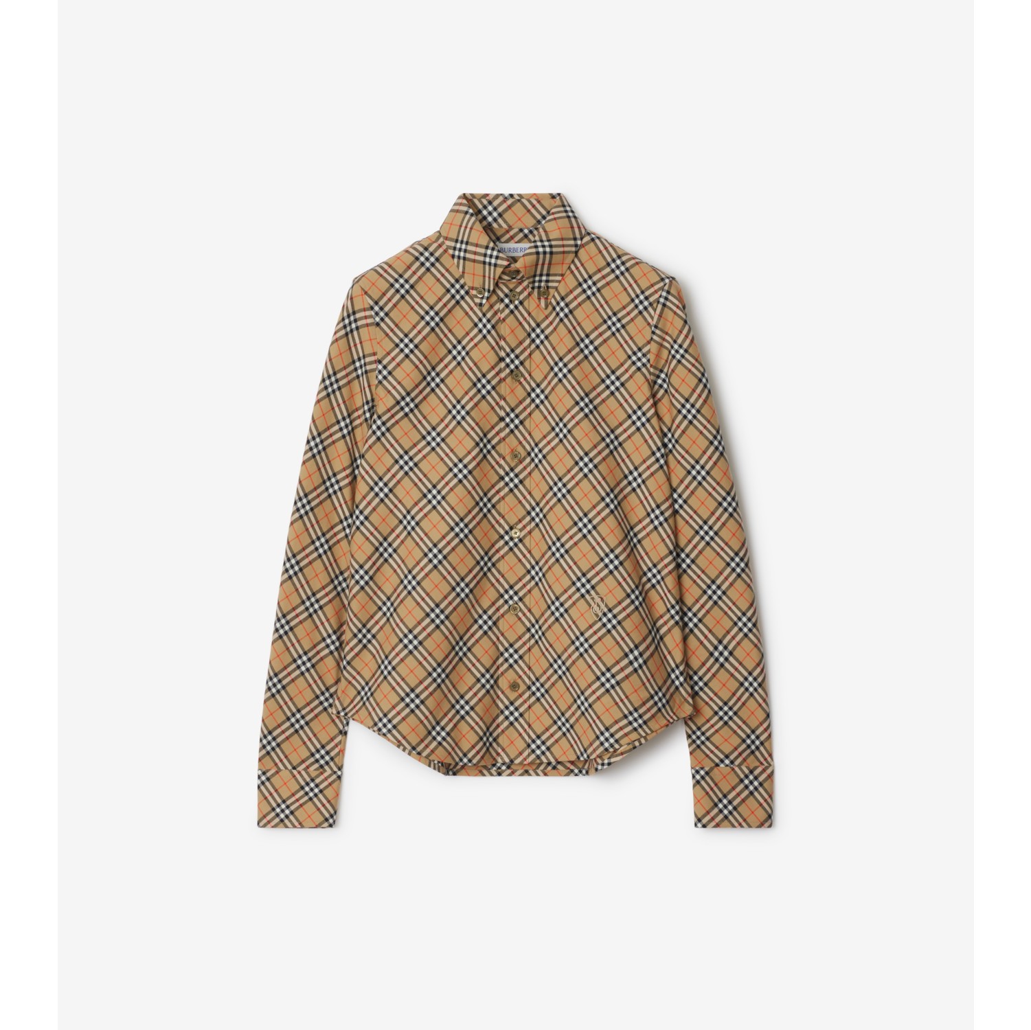 Check Cotton Shirt in Sand Women Burberry Official