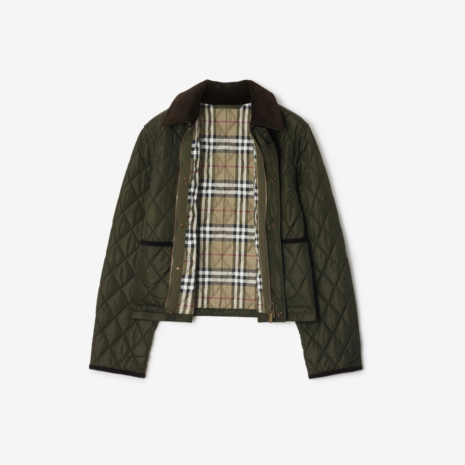 Cropped Quilted Nylon Jacket in Shale/brush - Women Cropped Quilted Nylon Jacket in Shale/brush - Women