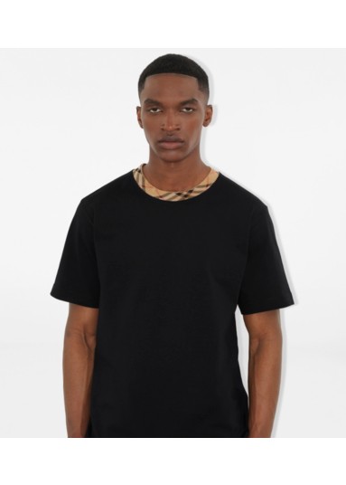 Check Trim Cotton T-shirt