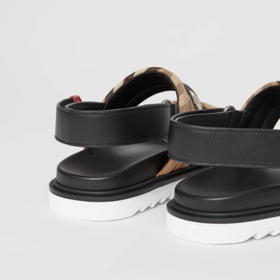 Vintage check cotton and leather quilted sandals Clearance