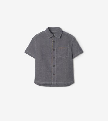 Burberry コットンシャツ (ダムソンブルーメランジ) | Burberry®公式サイト