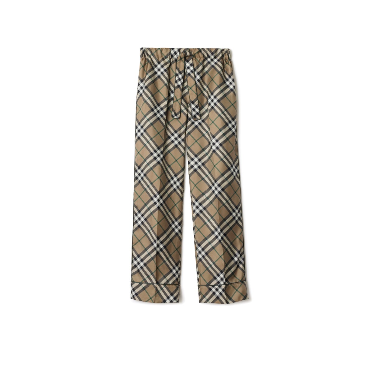 Burberry Check Silk Pyjama Trousers In Brown