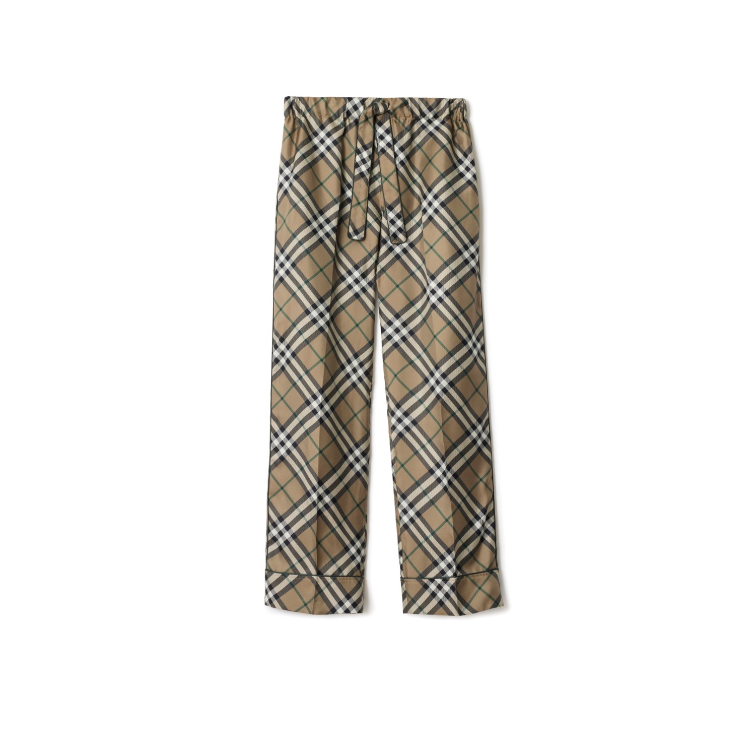 Check Silk Pyjama Trousers in Linden beige - Women | Burberry® Official