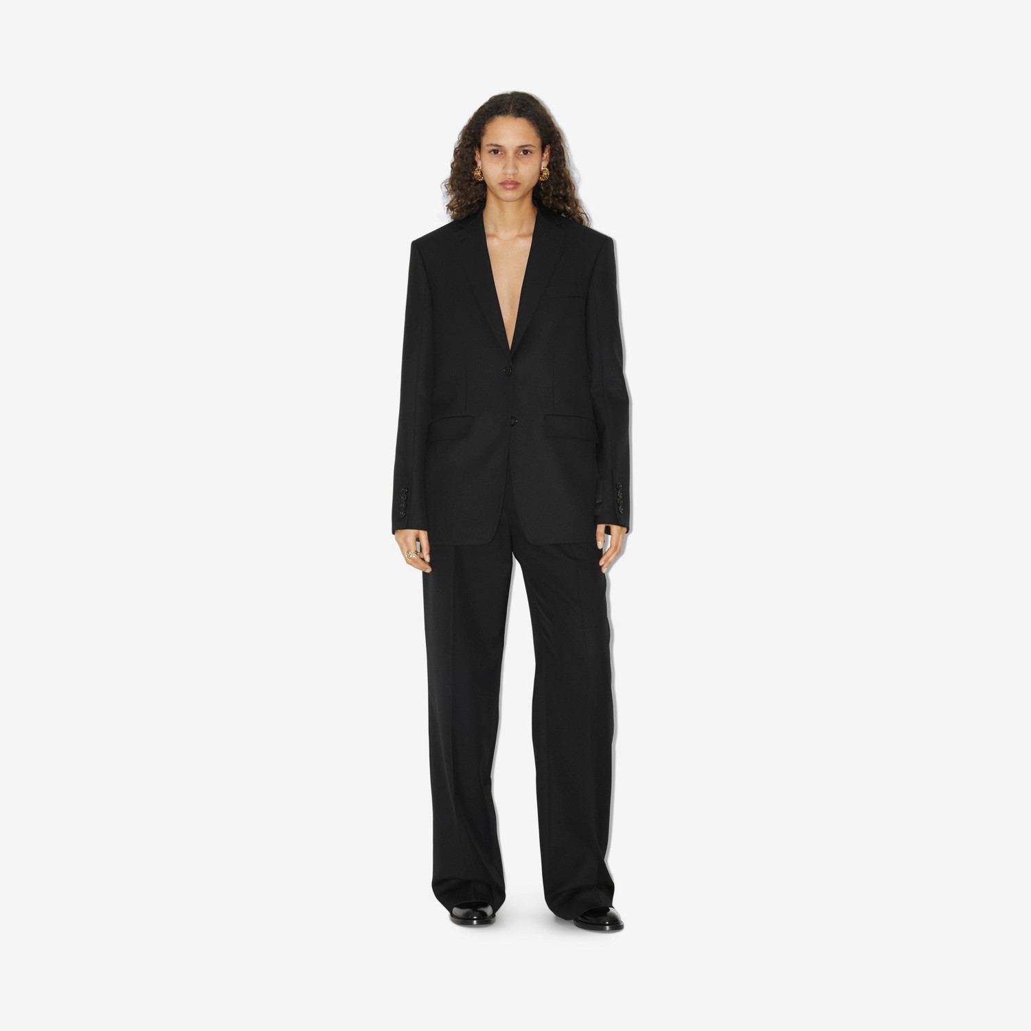 Pantalones de pernera ancha en lana (Negro) - Mujer | Burberry® oficial