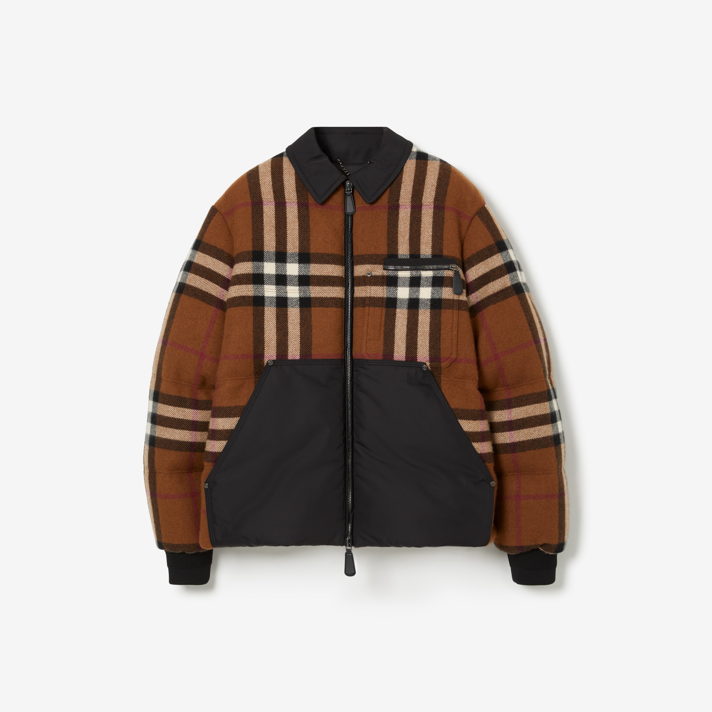 Exaggerated Check Wool Down-filled Jacket in Dark Birch Brown - Men | Burberry® Official - 1