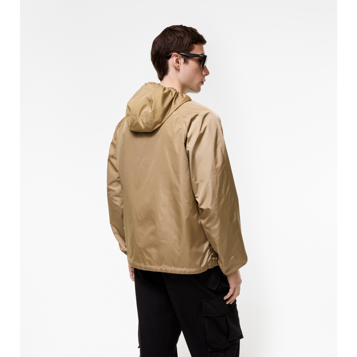 Checker-tape Nylon Hooded Jacket in Flax - Men | Burberry® Official