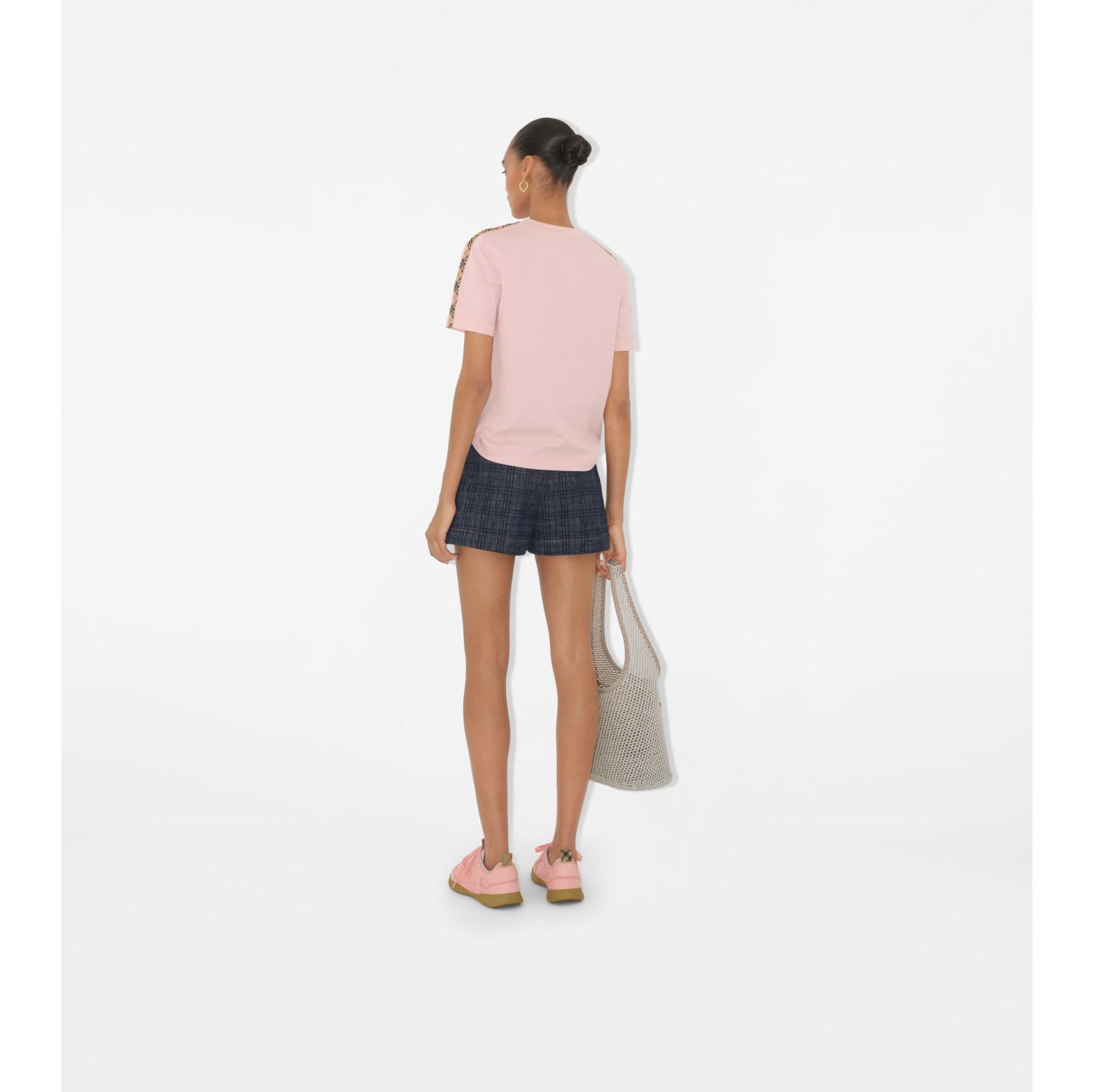 チェックトリム コットンTシャツ