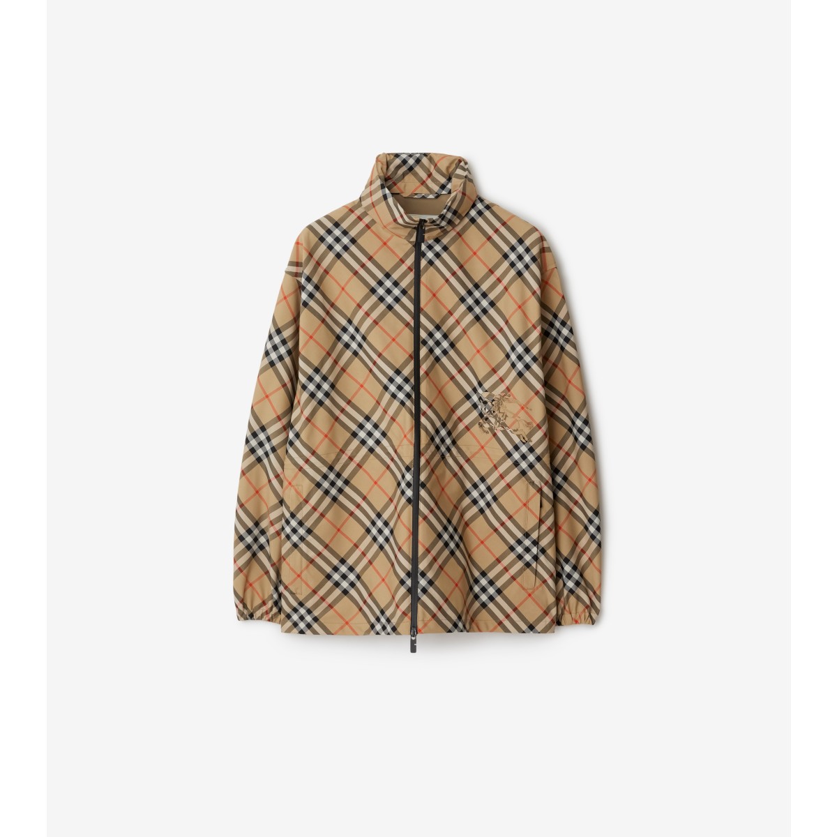 Burberry Check Twill Jacket In Brown