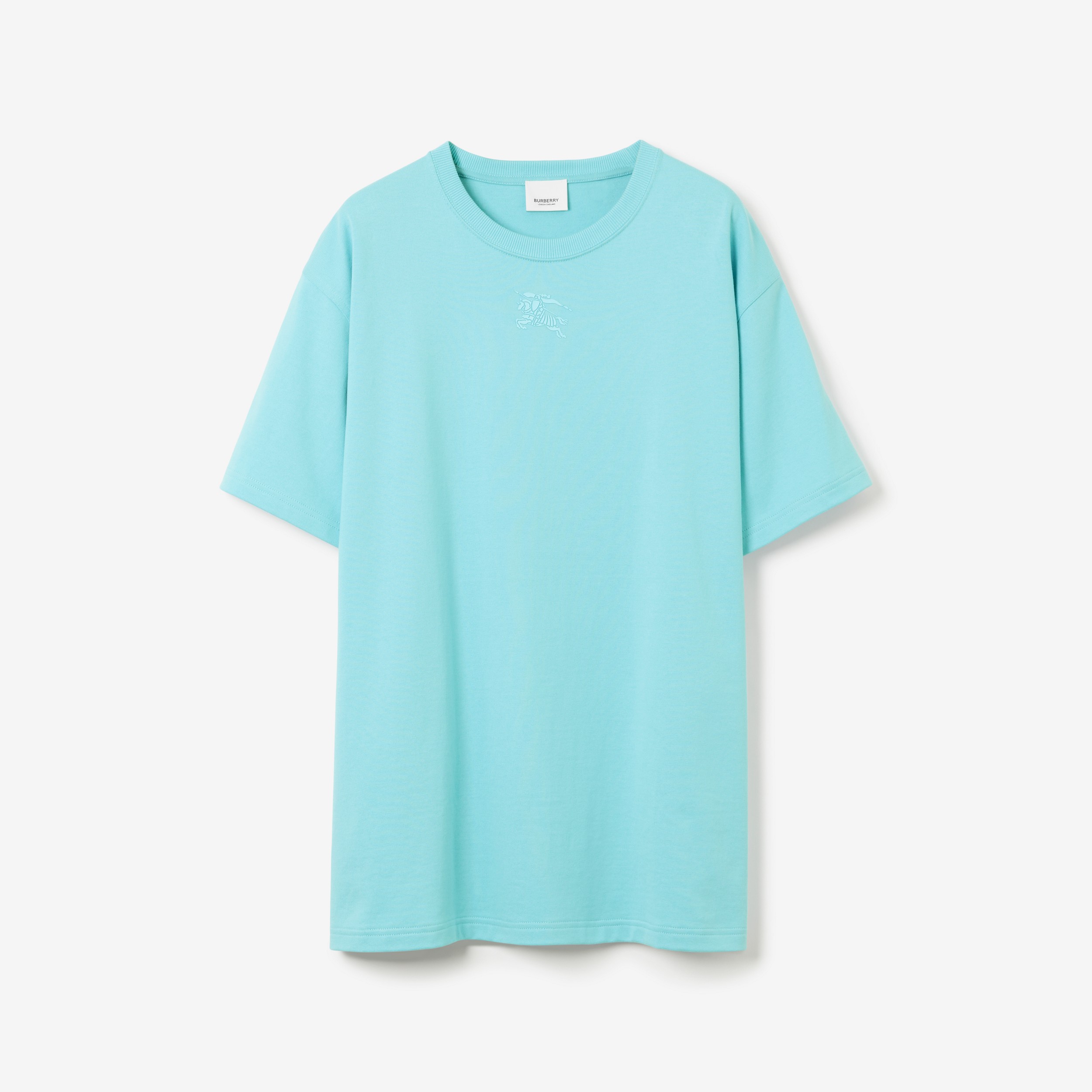 T-shirt oversize in cotone con stampa del cavaliere equestre (Blu Topazio Brillante) - Donna | Sito ufficiale Burberry® - 1