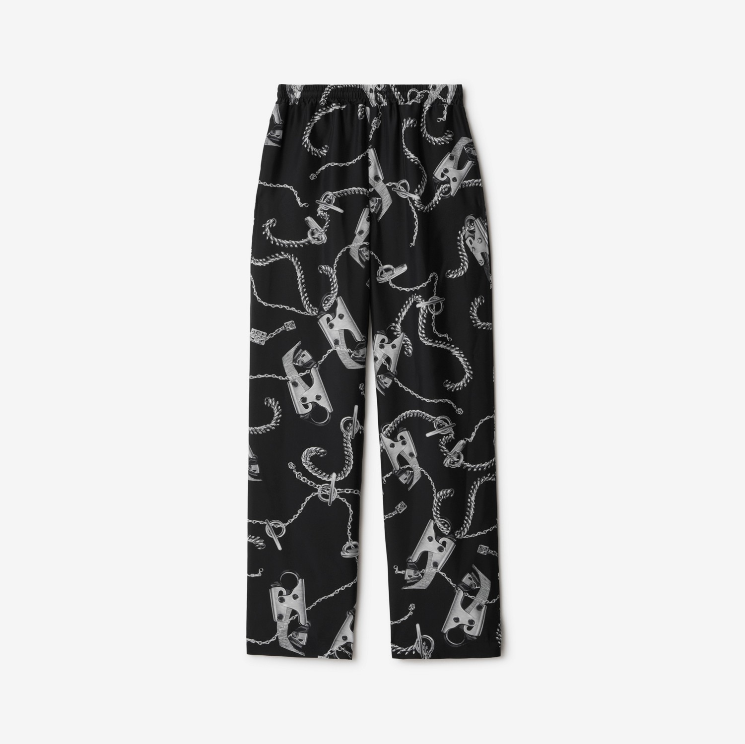 Knight Hardware Silk Trousers in Silver/black - Women | Burberry® Official