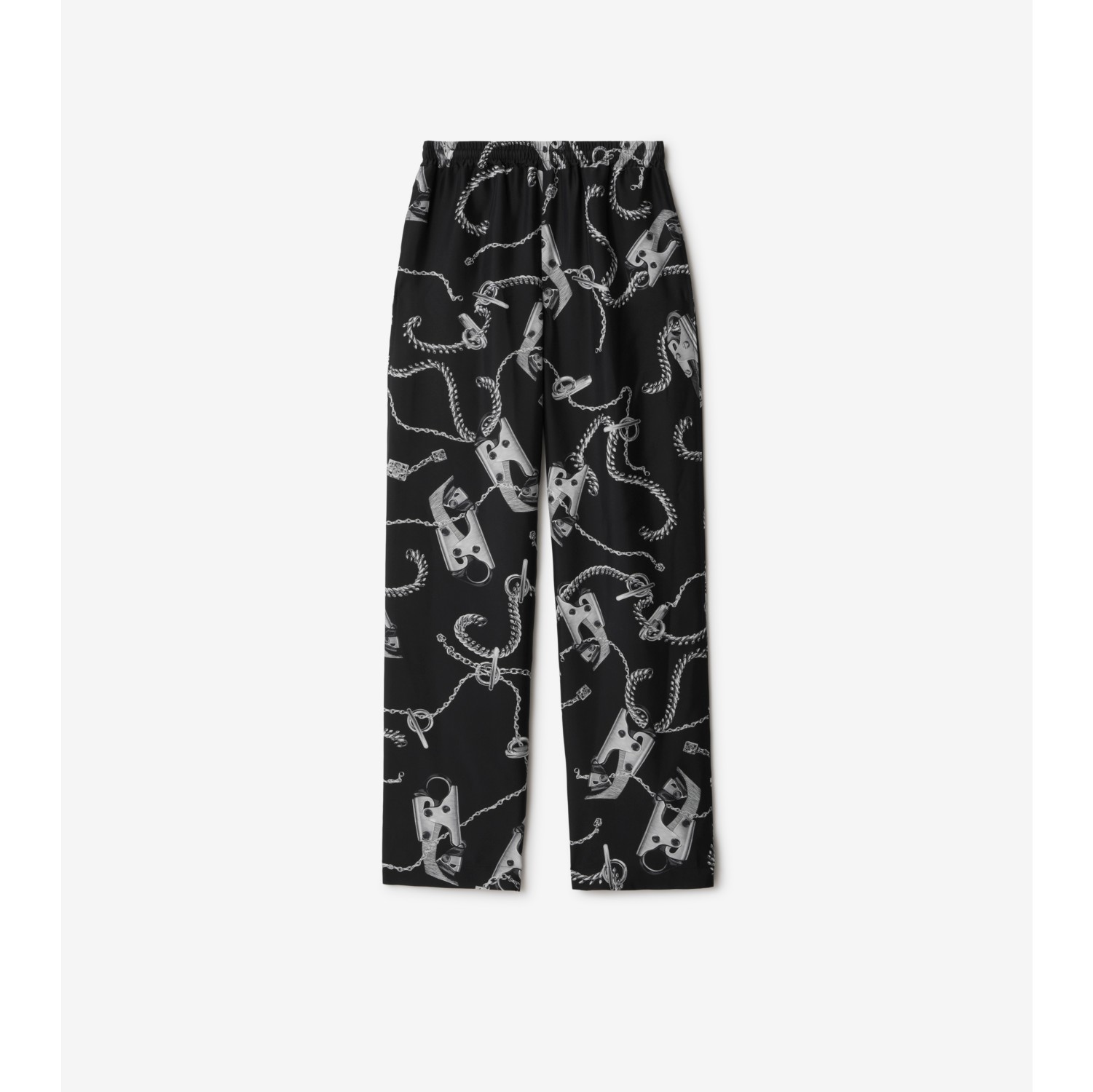 Knight Hardware Silk Trousers in Silver/black - Women | Burberry® Official