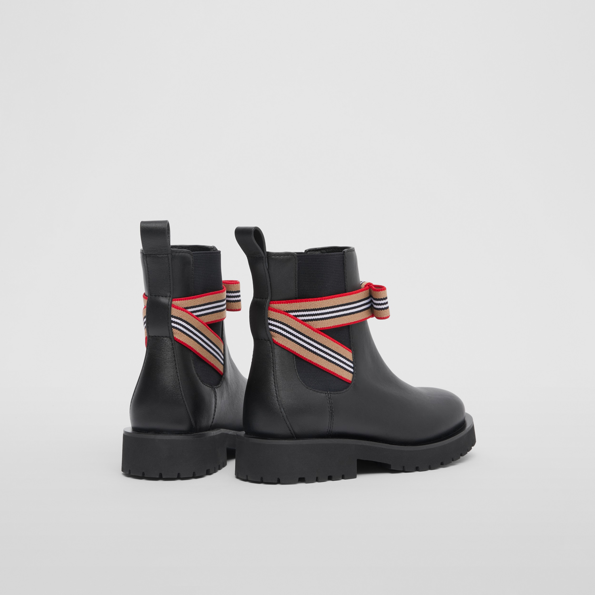 Icon Stripe Bow Leather Chelsea Boots in Black - Children | Burberry® Official - 3