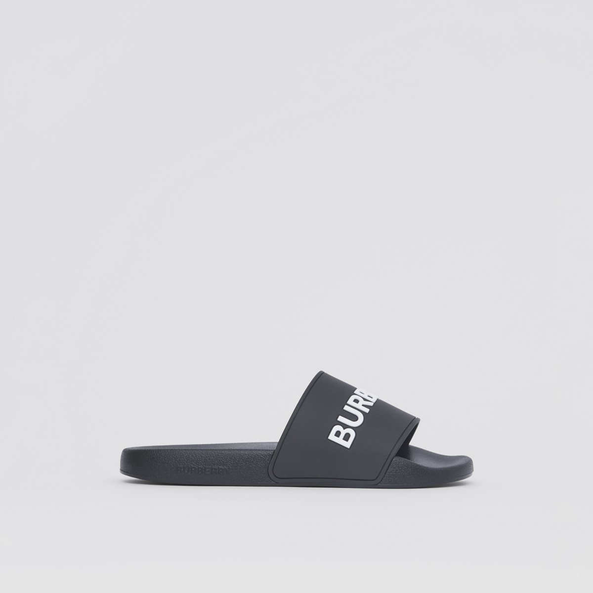 Burberry Furley Bicolor Logo Slide Sandals In Black