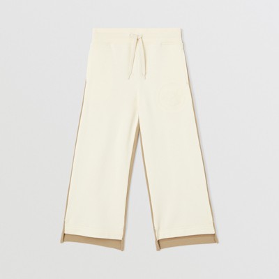 BURBERRY BURBERRY CHILDRENS THOMAS BEAR MOTIF TWO-TONE COTTON JOGGING PANTS