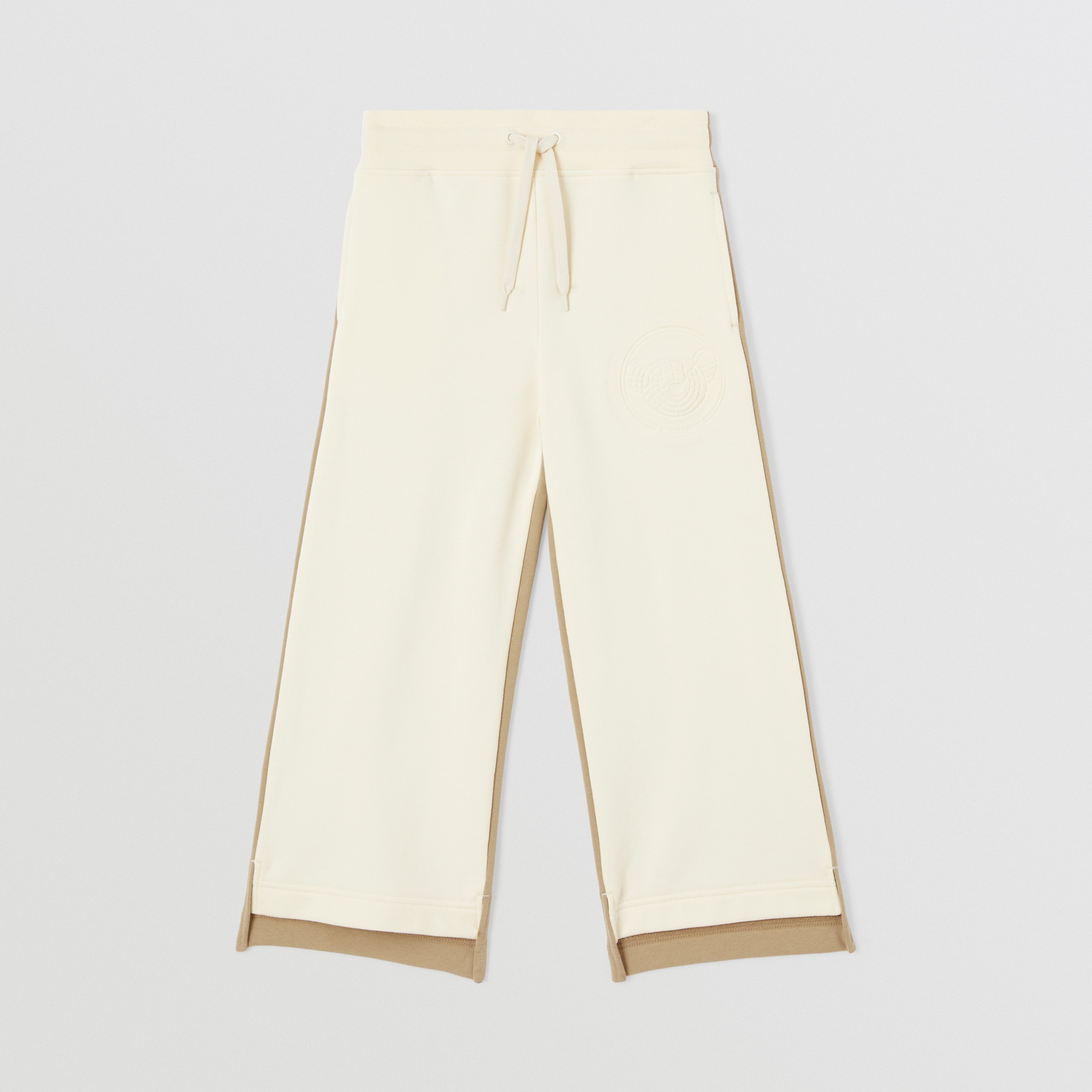 Thomas Bear Motif Two-tone Cotton Jogging Pants in Warm Ivory | Burberry® Official - 1