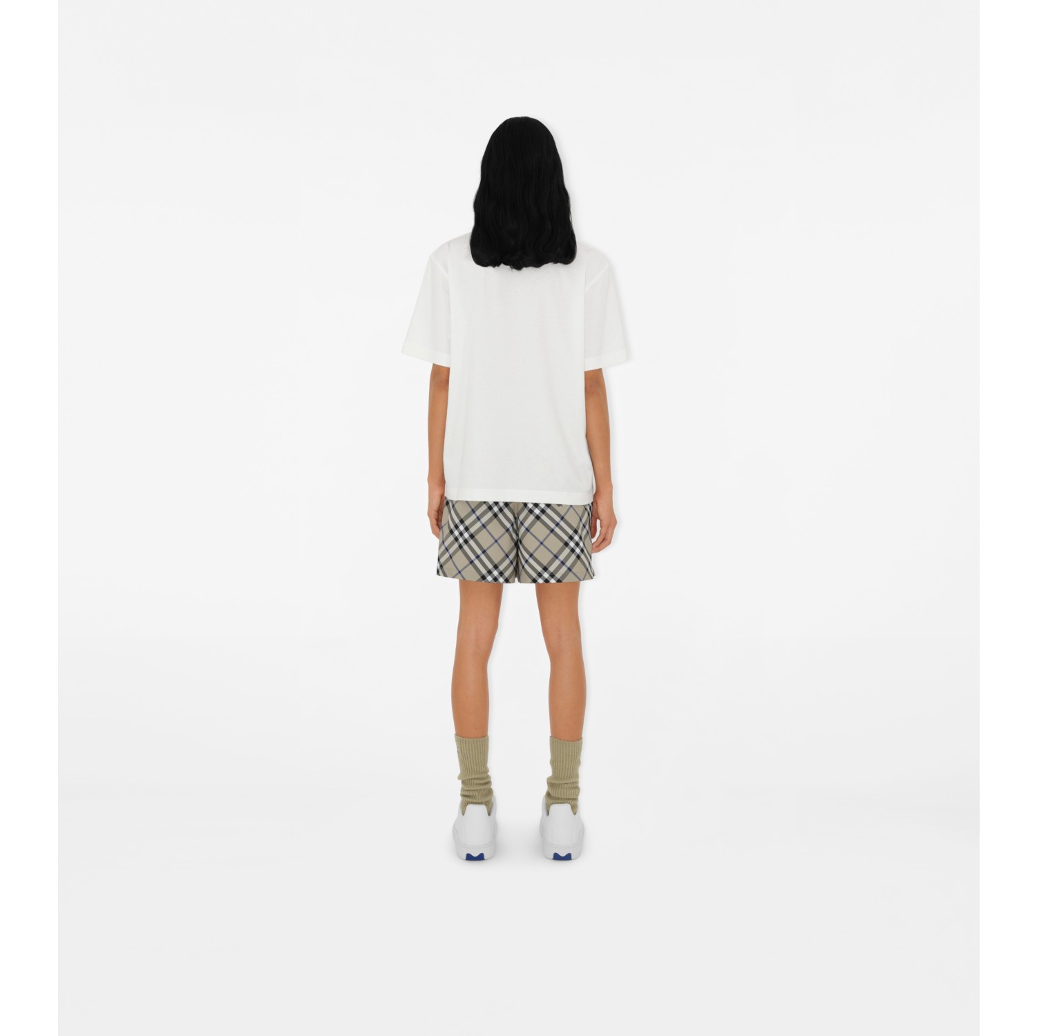 Check Shorts in Lichen - Women, Nylon | Burberry® Official