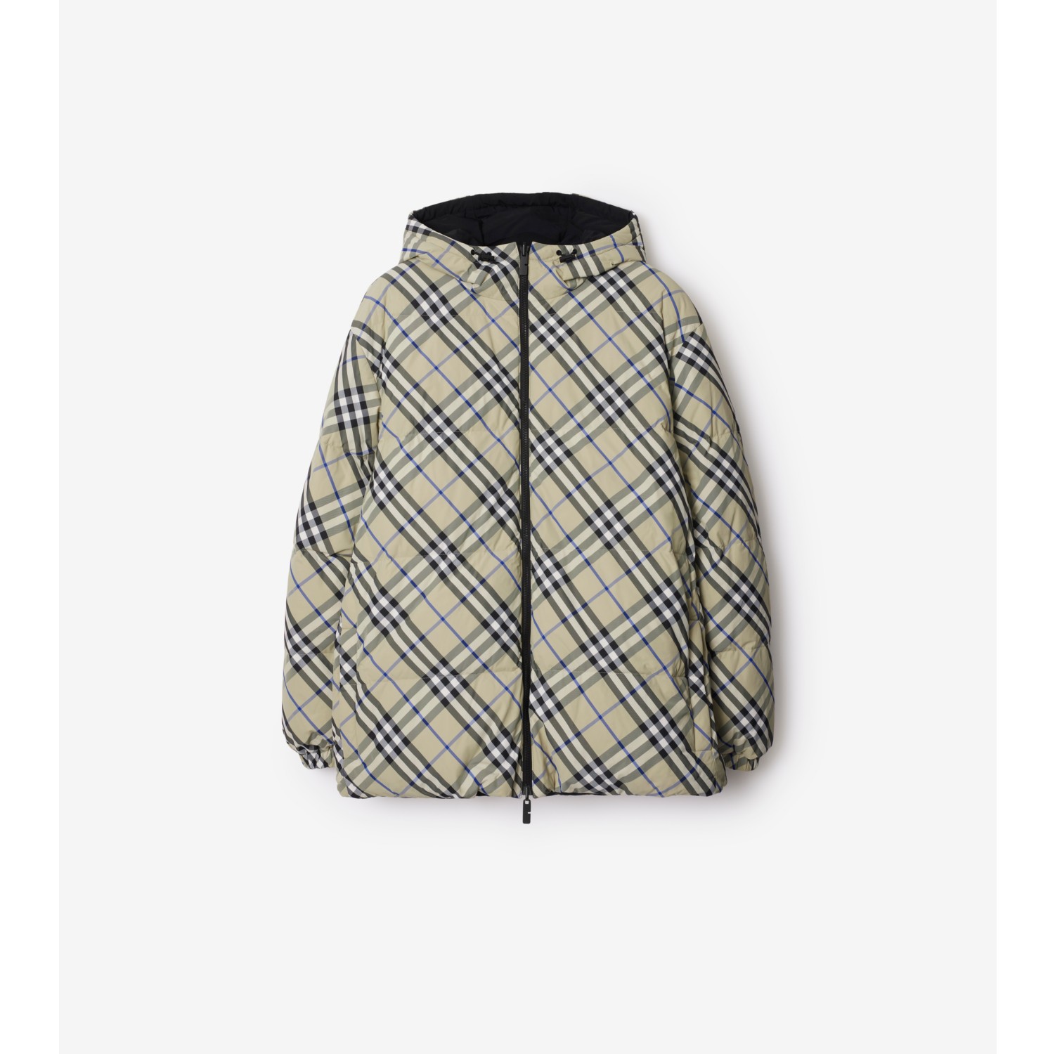 Reversible Check Nylon Snowdonia Puffer Jacket in Lichen Men Burberry Official