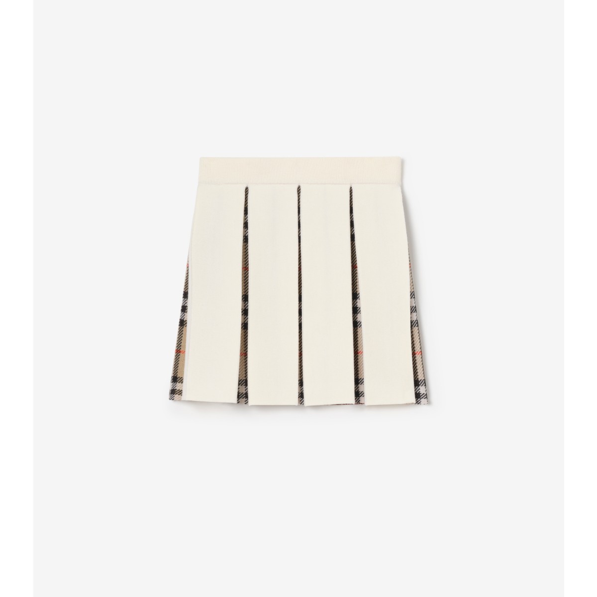  Check Pleated Wool Blend Skirt