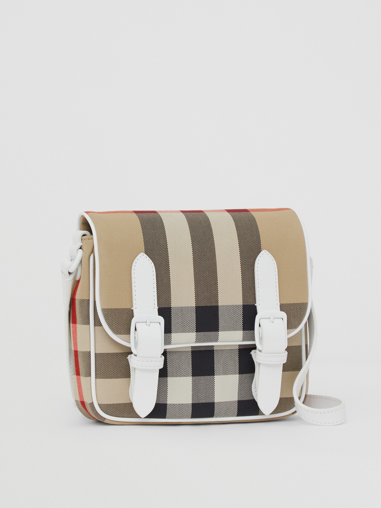Check Cotton Crossbody Bag in Archive Beige