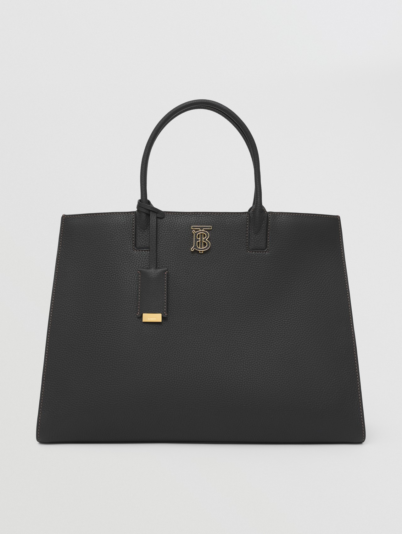 Mittelgroße Tasche „Frances“ aus genarbtem Leder (Schwarz)