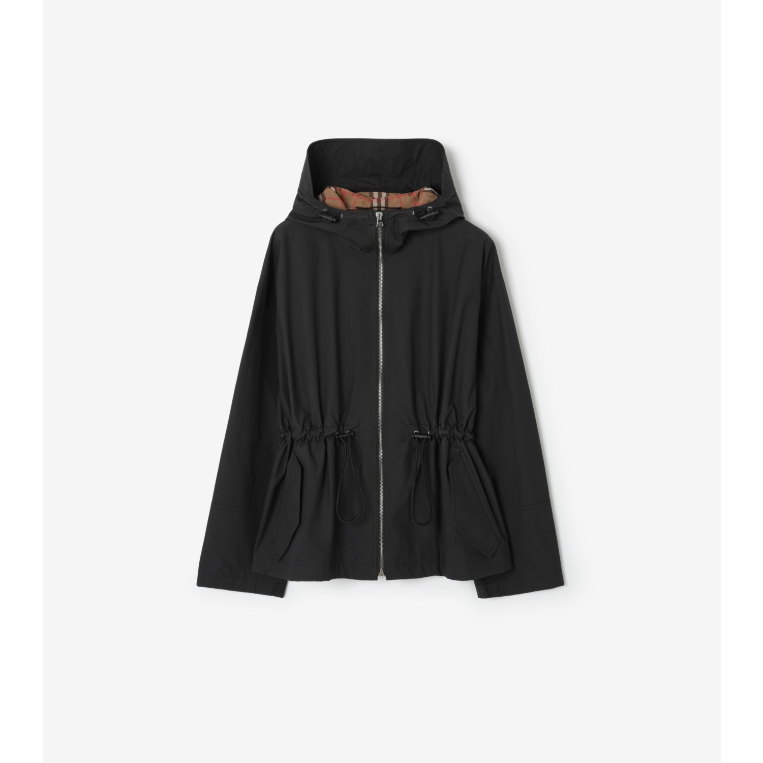 Cotton Blend Hooded Jacket in Black - Women | Burberry® Official