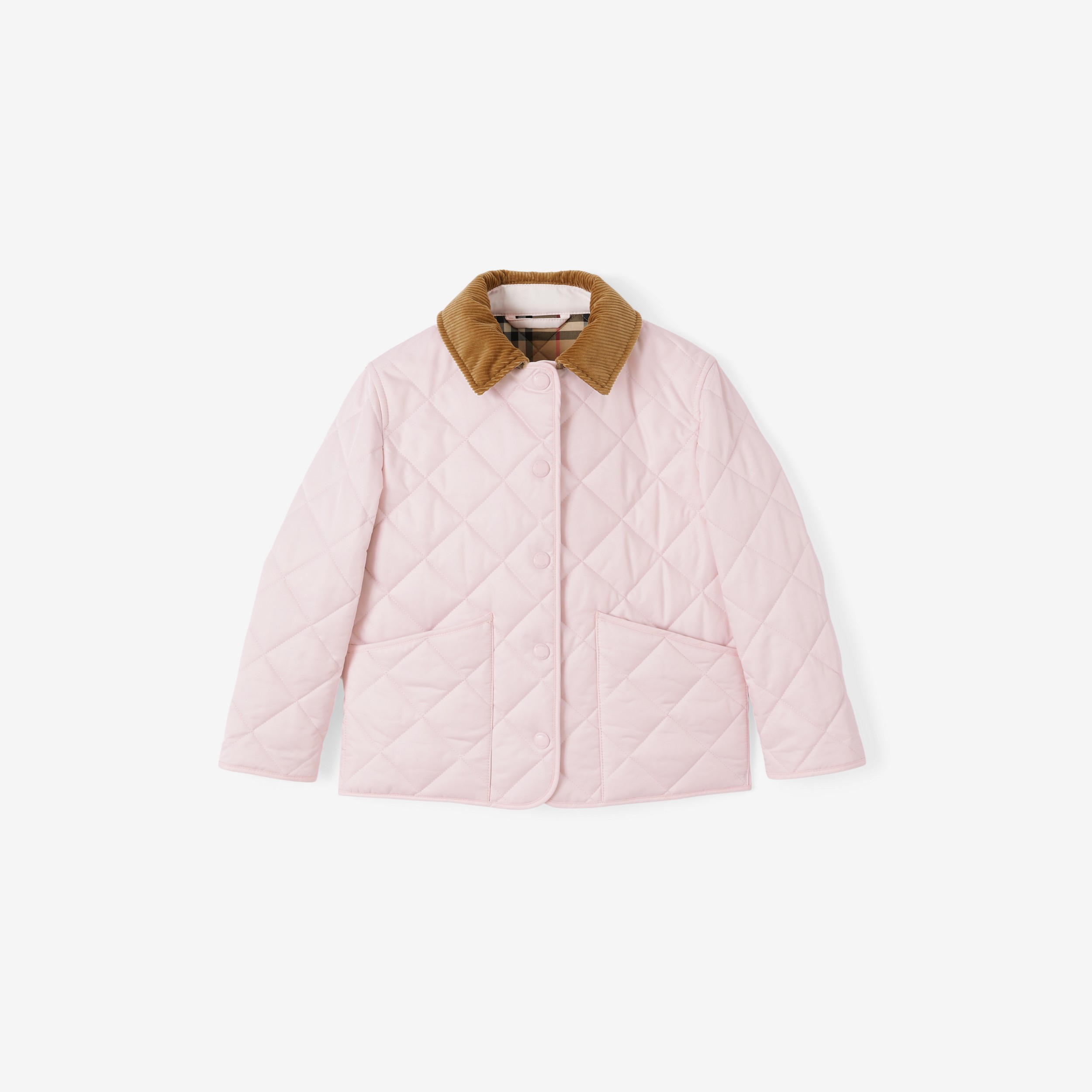 Corduroy Collar Diamond Quilted Jacket in Alabaster Pink | Burberry® Official - 1
