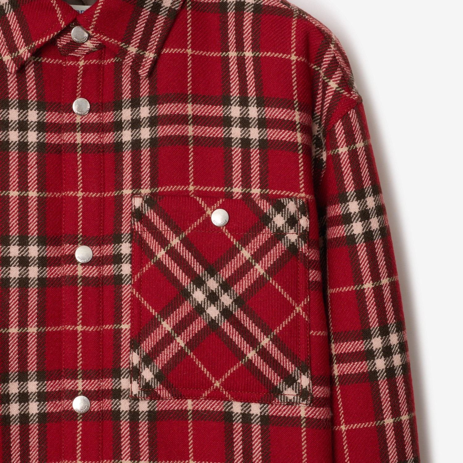 Check Wool Overshirt in Geranium - Men | Burberry® Official Check Wool Overshirt in Geranium - Men | Burberry® Official