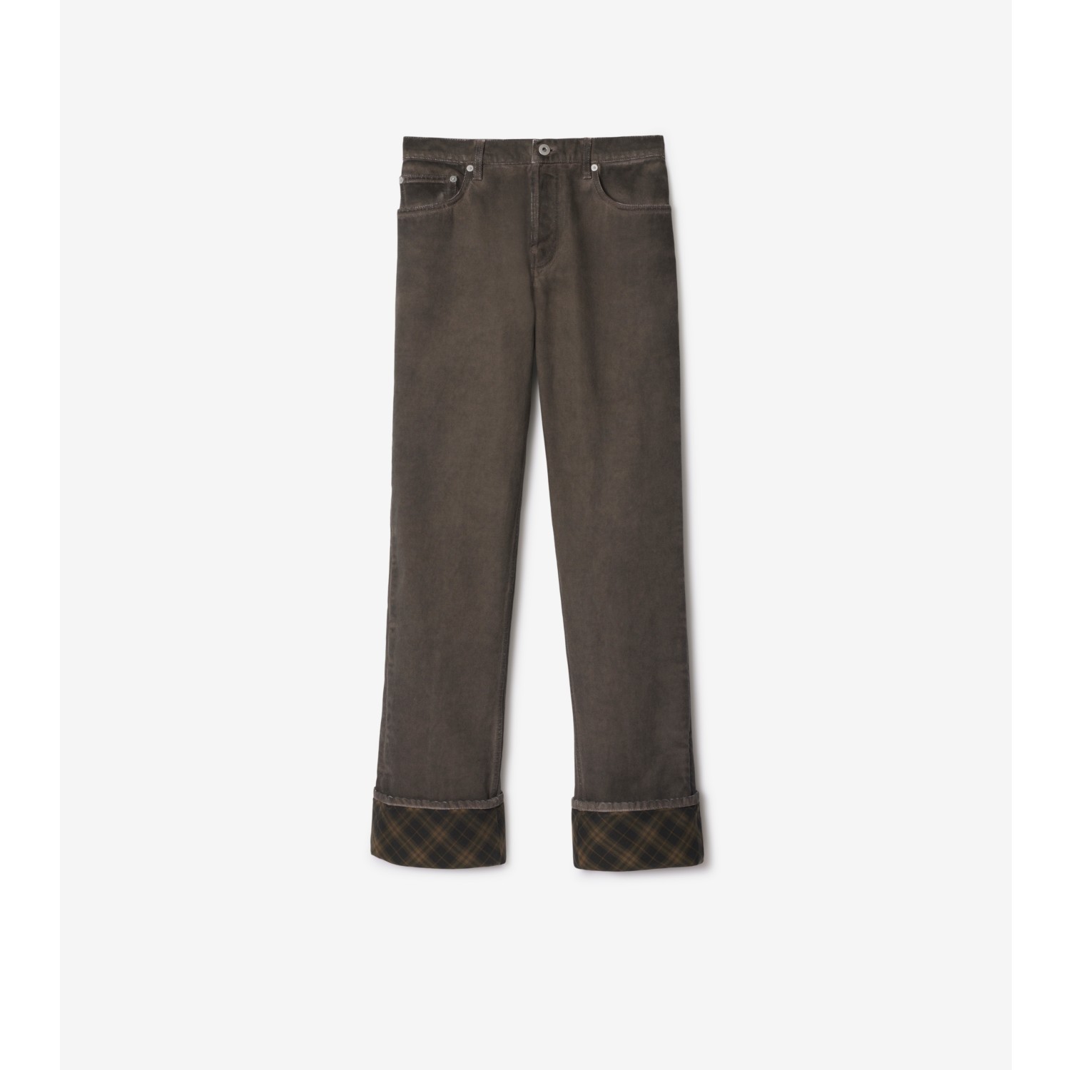 Denim Trousers in Cinder Women Cotton Burberry Official