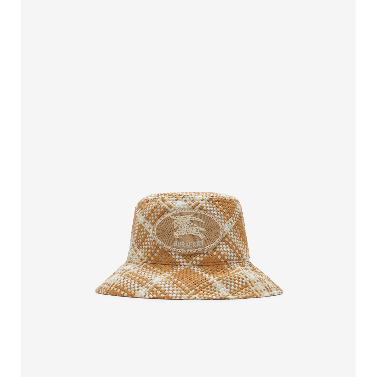  Check Knight Stamp Raffia-effect Bucket Hat