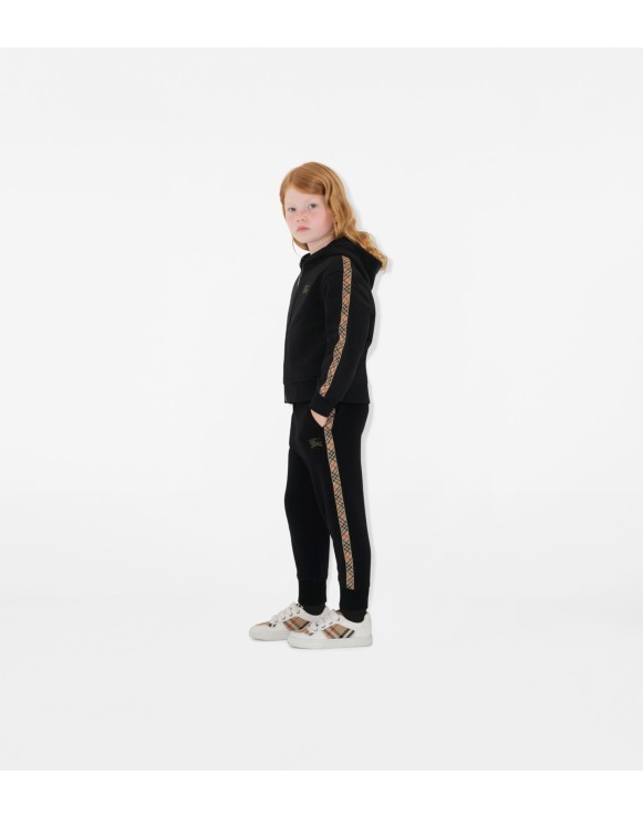 Check Trim Cotton Jogging Pants