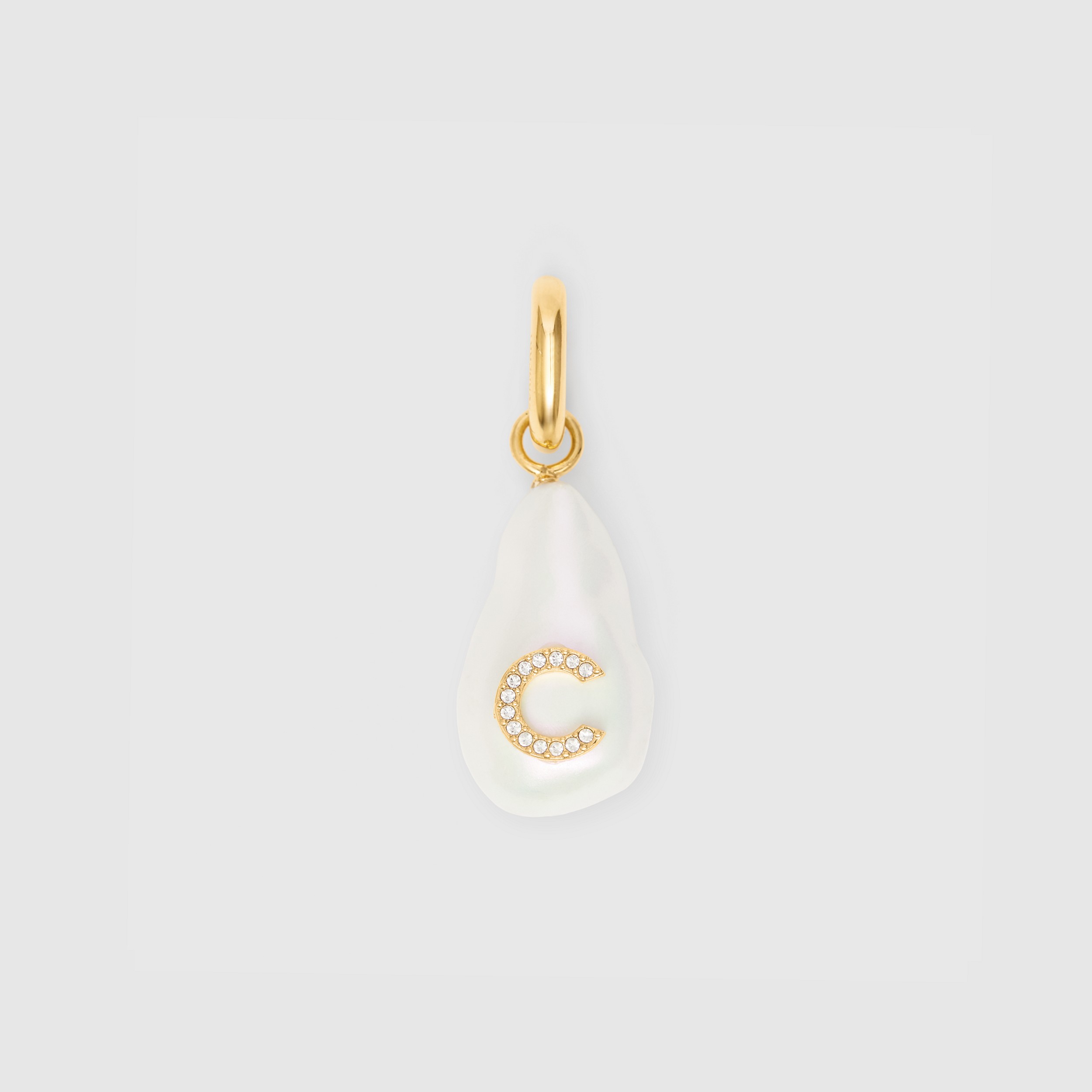 ‘C’ Crystal and Resin Pearl Letter Charm – Online Exclusive in Light Gold/mother-of-pearl - Women | Burberry® Official - 1