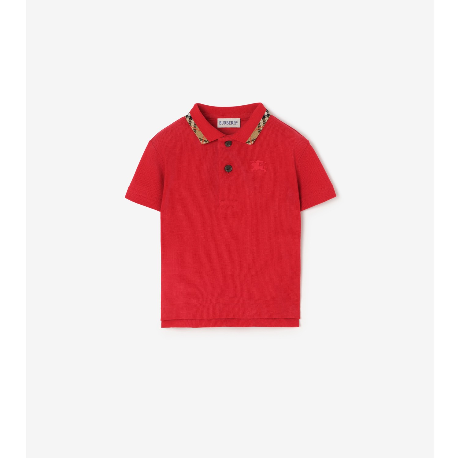 Check Collar Cotton Polo Shirt
