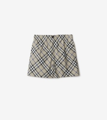 Check Shorts in Lichen - Women, Nylon | Burberry® Official