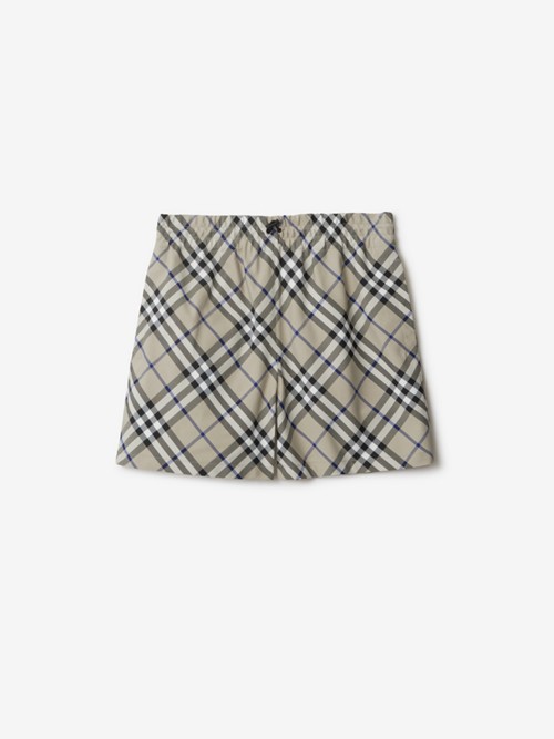 Burberry Check Shorts In Gray