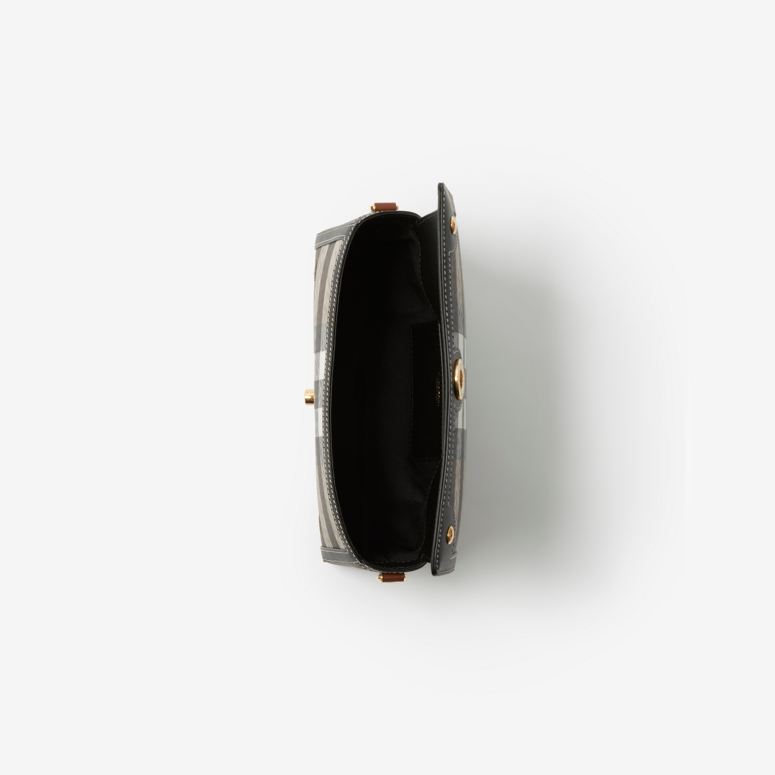 Tasche „Note“ aus Check-Gewebe und Leder mit Griff an der Oberseite (Dunkles Birkenbraun) - Damen | Burberry® - 4