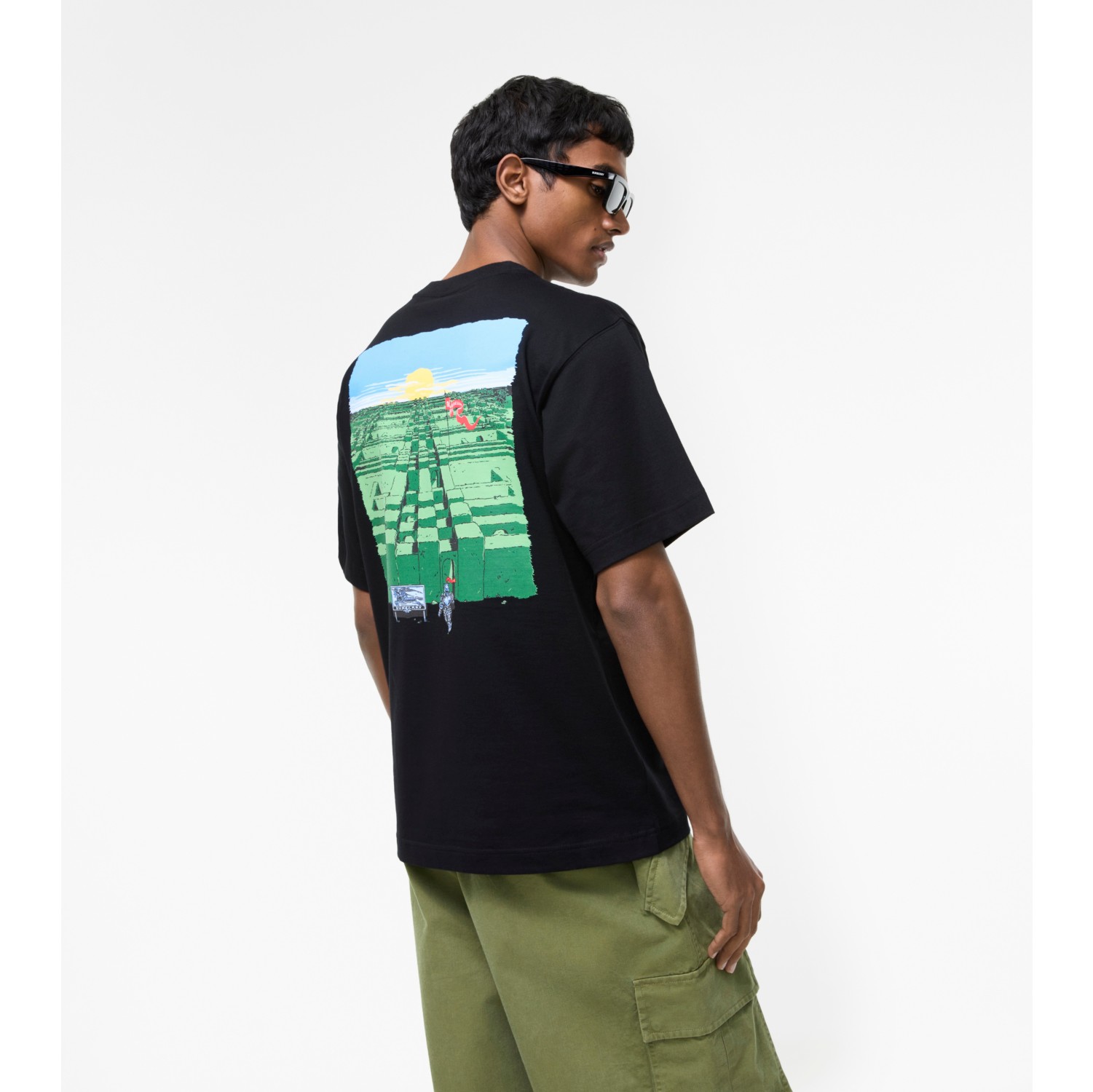 Maze Cotton T-shirt in Black - Men | Burberry® Official